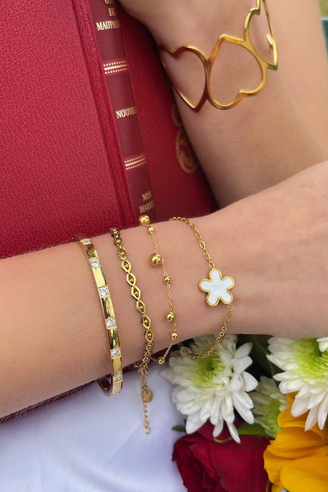 Rope armband guld på handled – flätad kedja rostfritt stål vattentåligt | Nordè Design