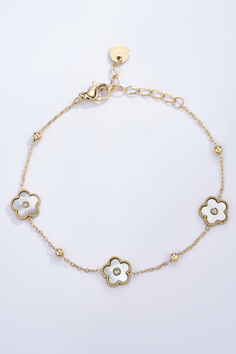 Blomarmband Guld - Pärlemor
