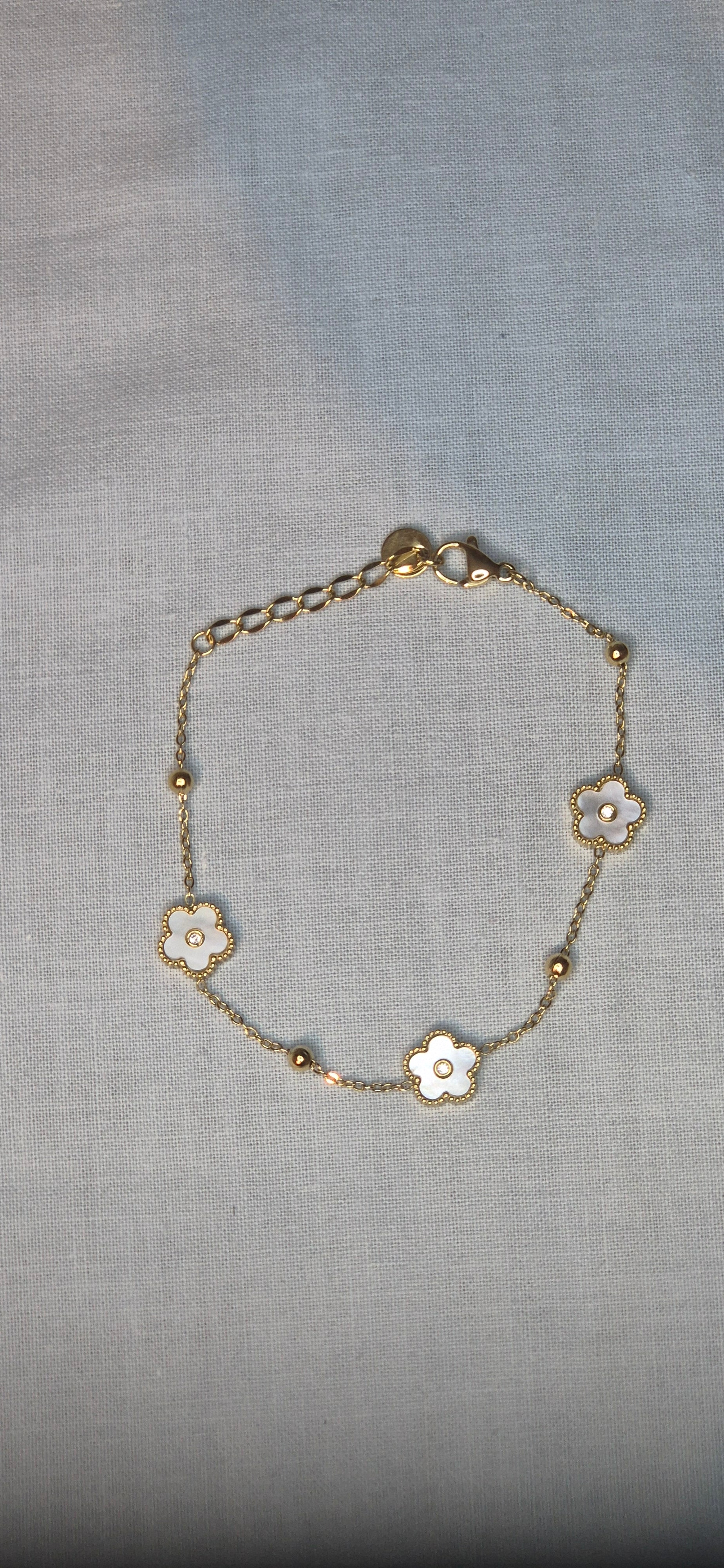 Blomarmband Guld - Pärlemor