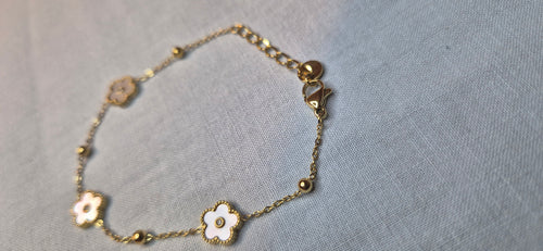 Blomarmband Guld - Pärlemor